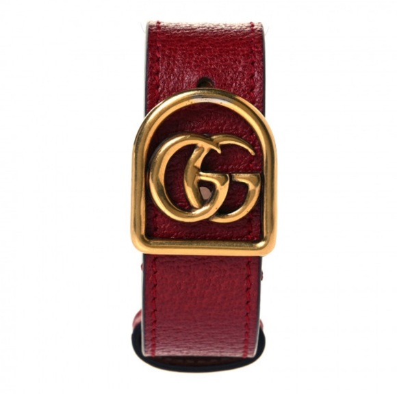NWOT authentic GUCCI Calfskin Marmont Double G Bracelet Red in large size - Picture 1 of 12